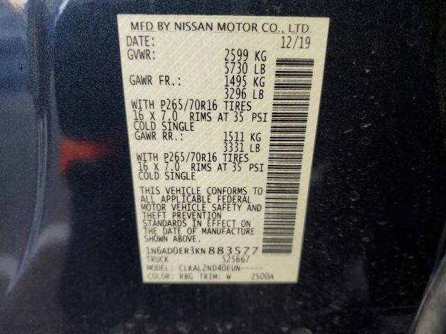 1N6AD0ER3KN883577 Nissan FRONTIER S
