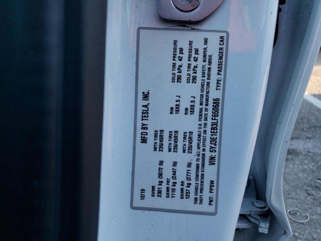 2020 TESLA MODEL 3 5YJ3E1EB3LF650686