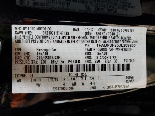 1FADP3F25JL209800 Ford FOCUS SE