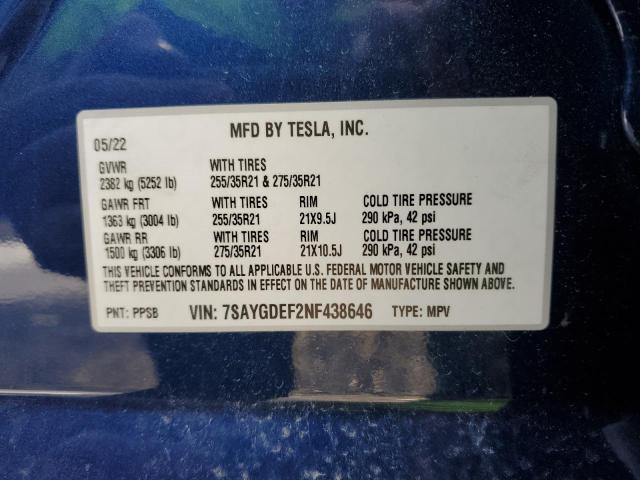 7SAYGDEF2NF438646 Tesla Model Y