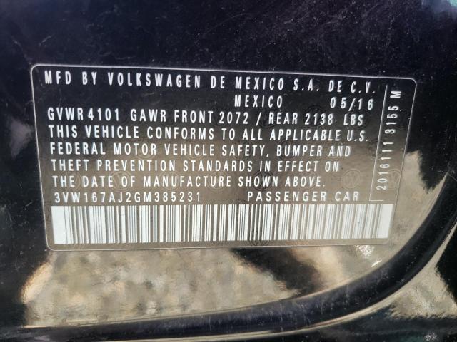 2016 VOLKSWAGEN JETTA S 3VW167AJ2GM385231
