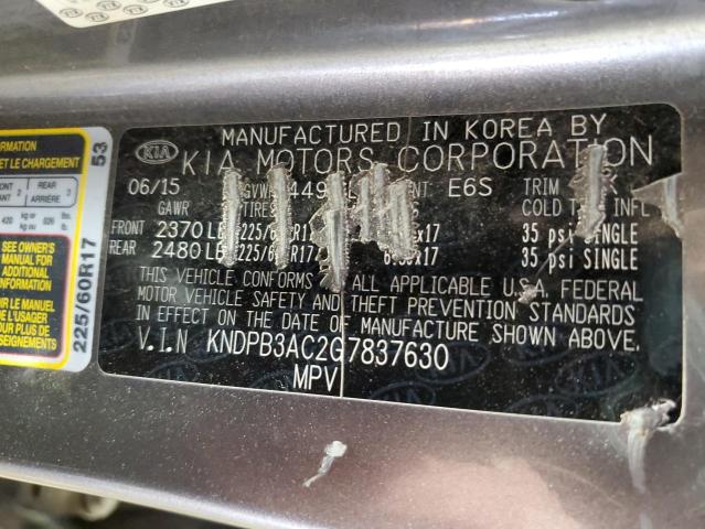 KNDPB3AC2G7837630 KIA Sportage Lx