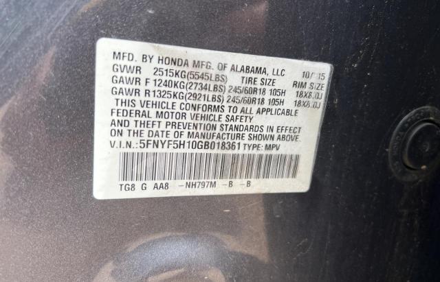 2016 HONDA PILOT LX - 5FNYF5H10GB018361