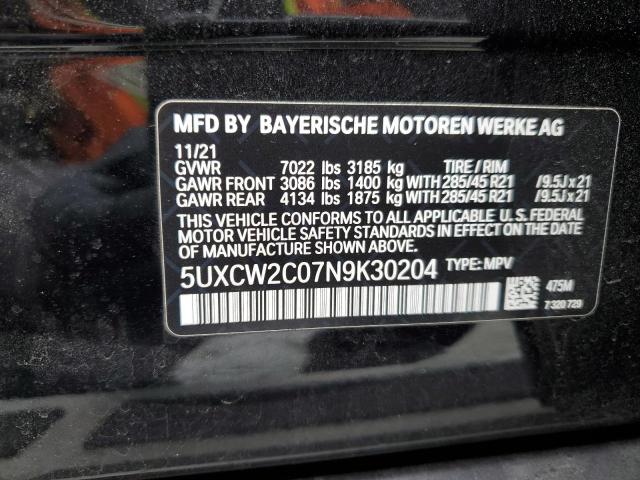2022 BMW X7 XDRIVE4 - 5UXCW2C07N9K30204