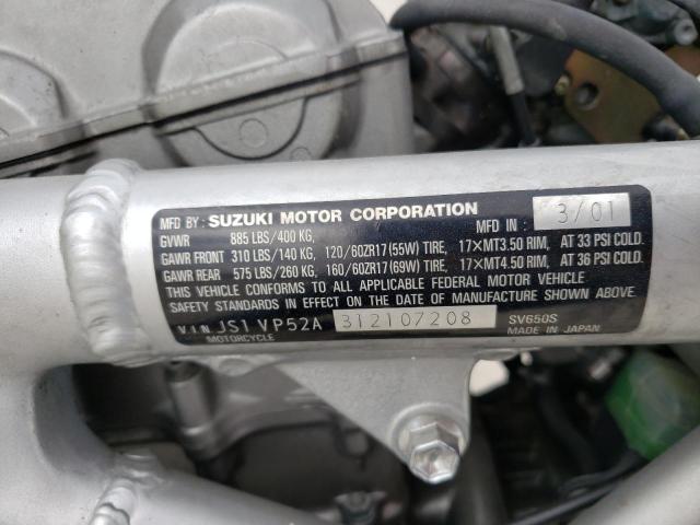 2001 SUZUKI SV650 S JS1VP52A312107208
