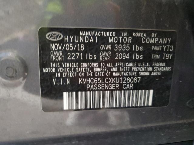 2019 HYUNDAI IONIQ BLUE - KMHC65LCXKU128087