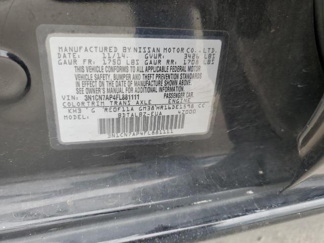 2015 NISSAN VERSA 3N1CN7AP4FL881111