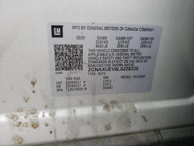 2020 CHEVROLET EQUINOX LT 2GNAXUEV6L6228325