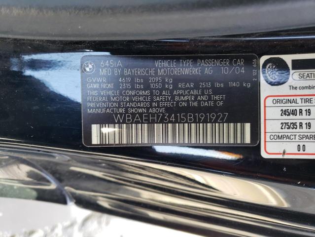 WBAEH73415B191927 BMW 6 Series