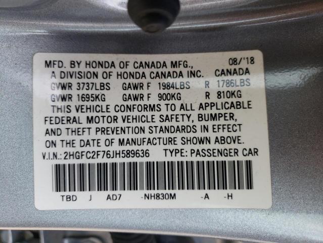 2018 HONDA CIVIC EX 2HGFC2F76JH589636