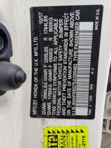 2018 HONDA CIVIC TYPE - SHHFK8G75JU200492