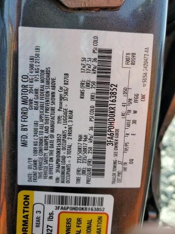 2019 FORD FUSION SE 3FA6P0HD0KR163852