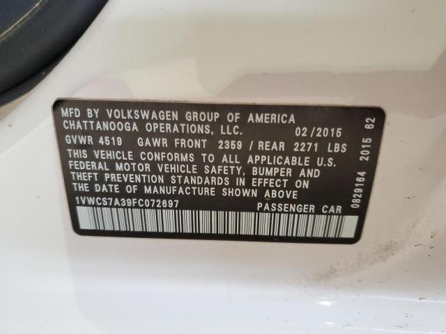 2015 VOLKSWAGEN PASSAT SEL - 1VWCS7A39FC072697