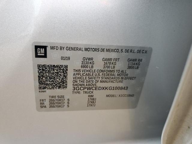 2019 CHEVROLET SILVERADO 3GCPWCEDXKG100843