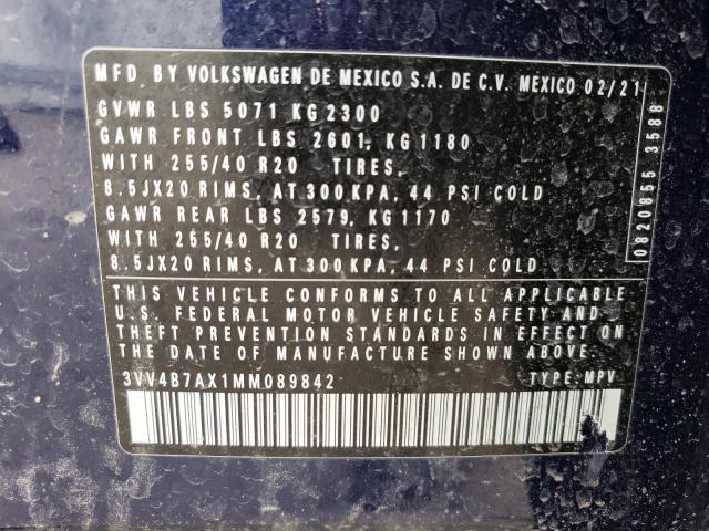 2021 VOLKSWAGEN TIGUAN SEL 3VV4B7AX1MM089842