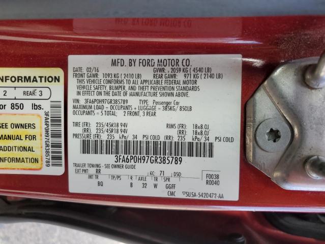 2016 FORD FUSION SE 3FA6P0H97GR385789
