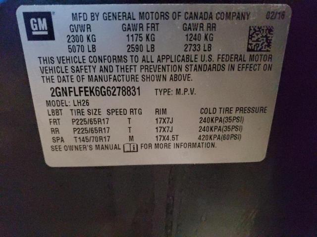 2016 CHEVROLET EQUINOX LT 2GNFLFEK6G6278831