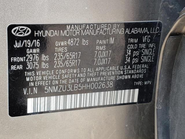 2017 HYUNDAI SANTA FE S 5NMZU3LB5HH002638