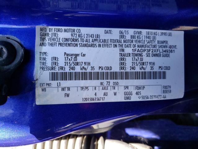 1FADP3F2XFL349381 Ford FOCUS SE
