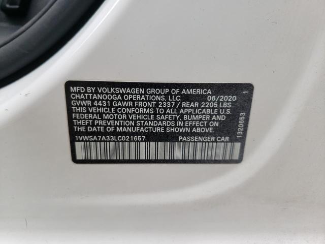 2020 VOLKSWAGEN PASSAT SE 1VWSA7A33LC021657
