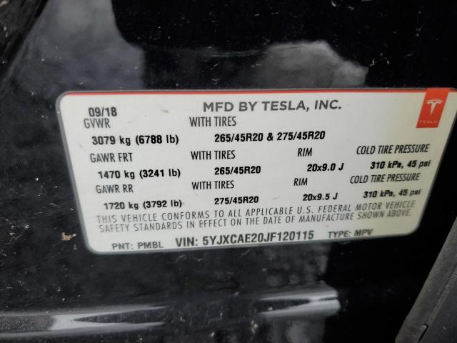 5YJXCAE20JF120115 Tesla MODEL X