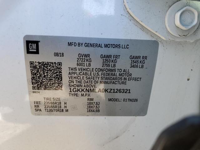 2019 GMC ACADIA SLT 1GKKNMLA0KZ126321