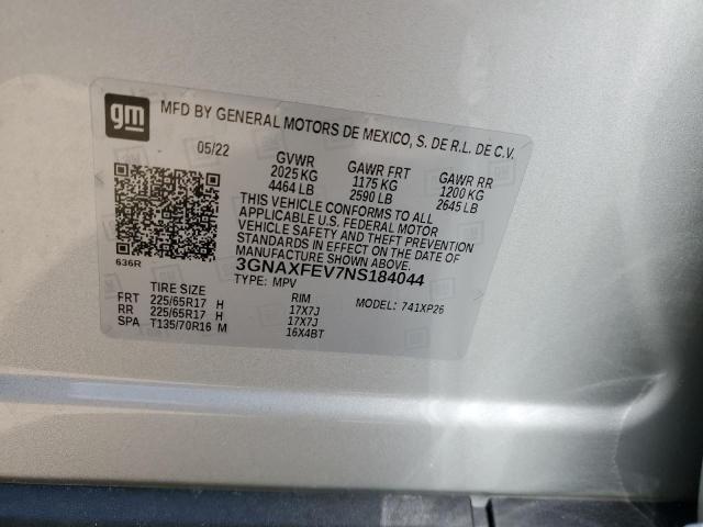 2022 CHEVROLET EQUINOX LS 3GNAXFEV7NS184044