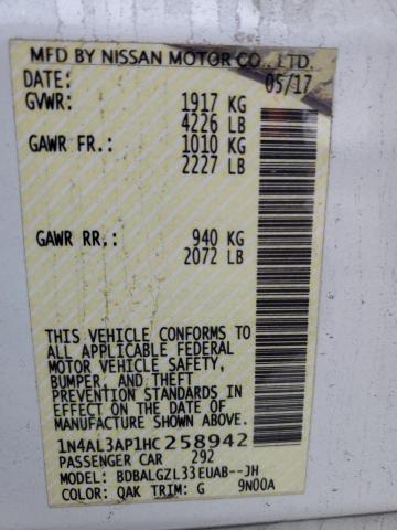 2017 NISSAN ALTIMA 2.5 1N4AL3AP1HC258942
