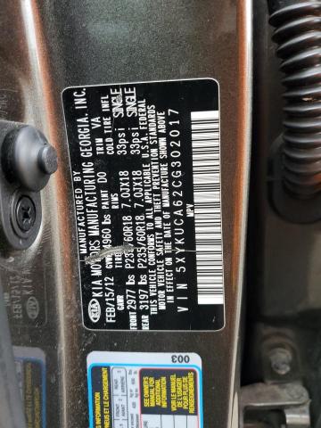 5XYKUCA62CG302017 KIA SORENTO EX