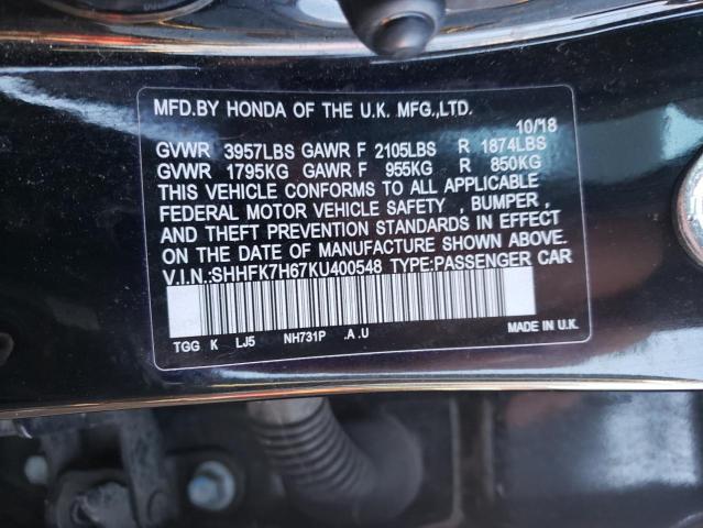 SHHFK7H67KU400548 Honda Civic EX 10