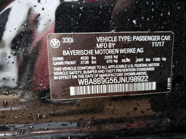2018 BMW 330 I WBA8B9G56JNU98922