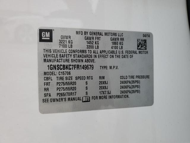 2015 CHEVROLET TAHOE C150 1GNSCBKC7FR149679
