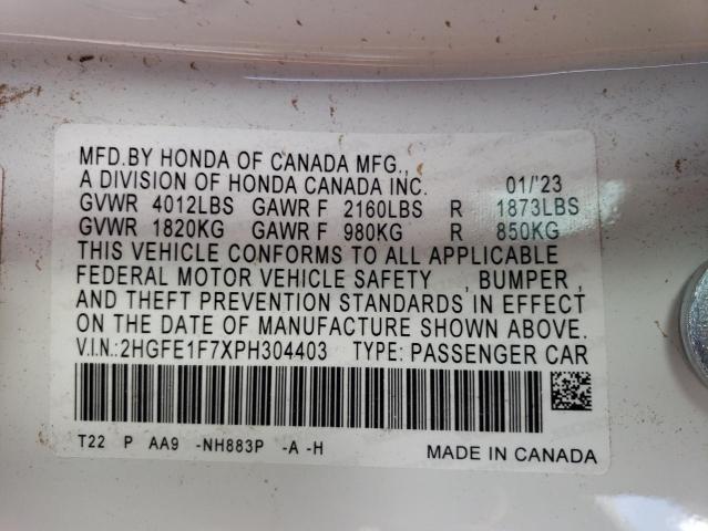 2023 HONDA CIVIC EX 2HGFE1F7XPH304403