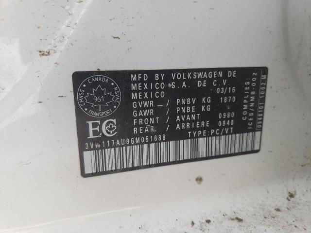 2016 VOLKSWAGEN GOLF S 3VW117AU9GM051688