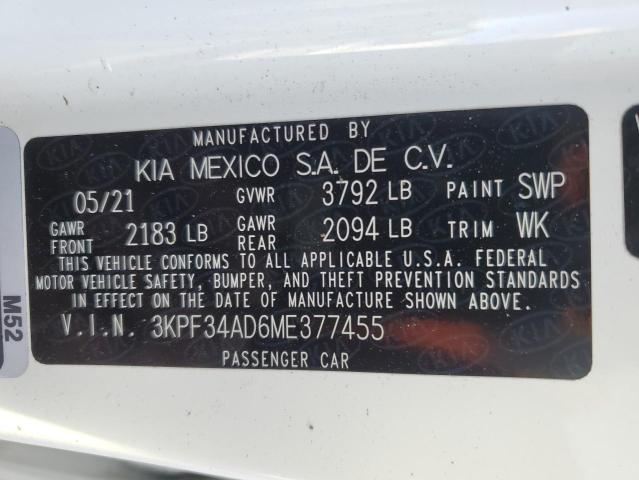 3KPF34AD6ME377455 KIA Forte Gt Line
