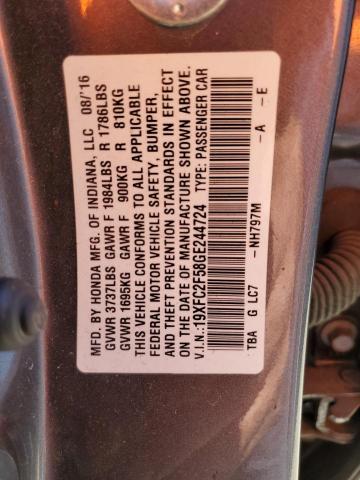 2016 HONDA CIVIC LX - 19XFC2F58GE244724