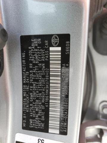 2019 TOYOTA CAMRY XSE 4T1B61HK9KU788402
