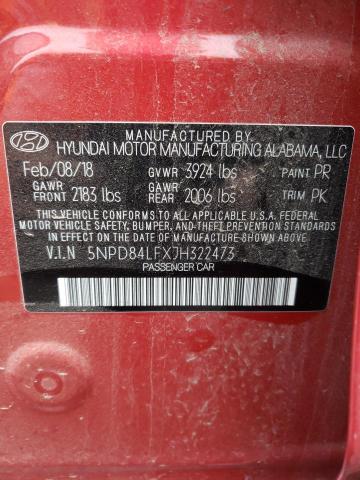 2018 HYUNDAI ELANTRA SE 5NPD84LFXJH322473