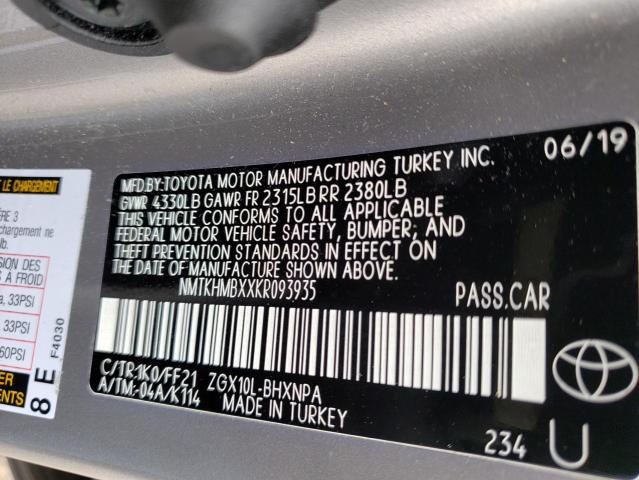 2019 TOYOTA C-HR XLE NMTKHMBXXKR093935