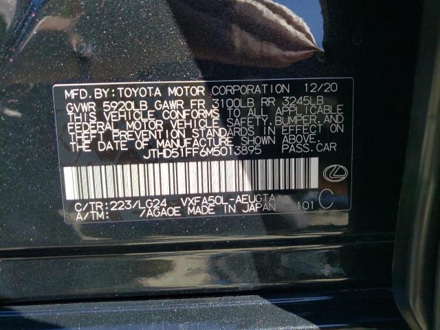 2021 LEXUS LS 500 BAS - JTHD51FF6M5013895