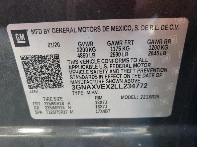 2020 CHEVROLET EQUINOX LT 3GNAXVEX2LL234772