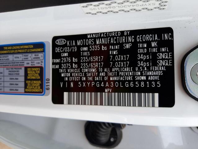 5XYPG4A30LG658135 KIA SORENTO L