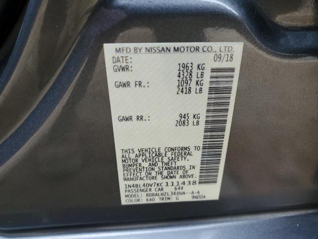 2019 NISSAN ALTIMA SV - 1N4BL4DV7KC111438