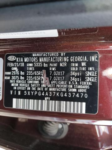 5XYPG4A37KG437470 KIA SORENTO L