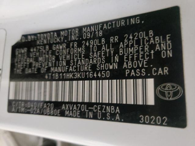 2019 TOYOTA CAMRY L - 4T1B11HK3KU164450