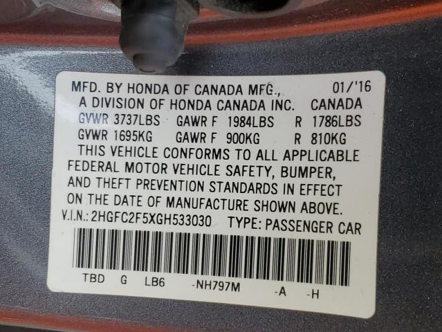 2016 HONDA CIVIC LX 2HGFC2F5XGH533030