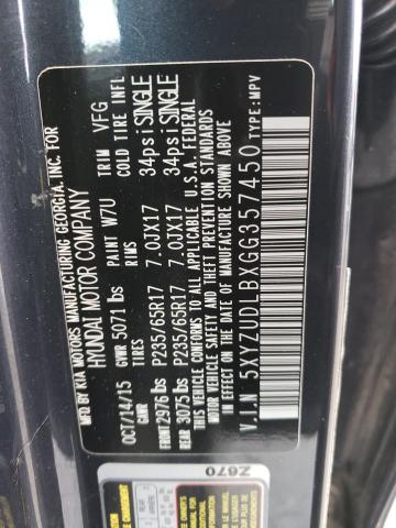 2016 HYUNDAI SANTA FE S 5XYZUDLBXGG357450