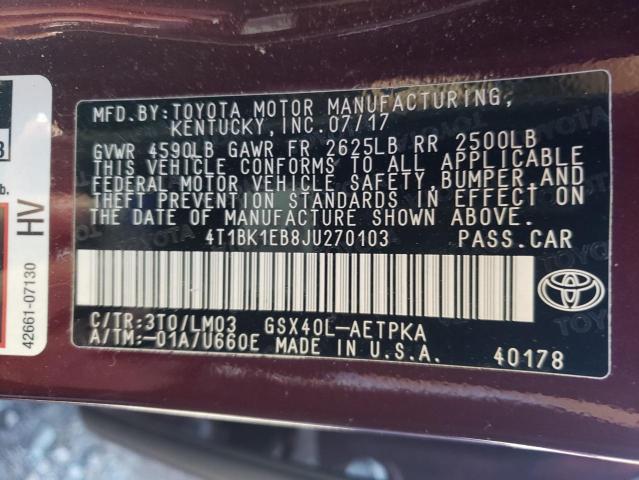 2018 TOYOTA AVALON XLE 4T1BK1EB8JU270103