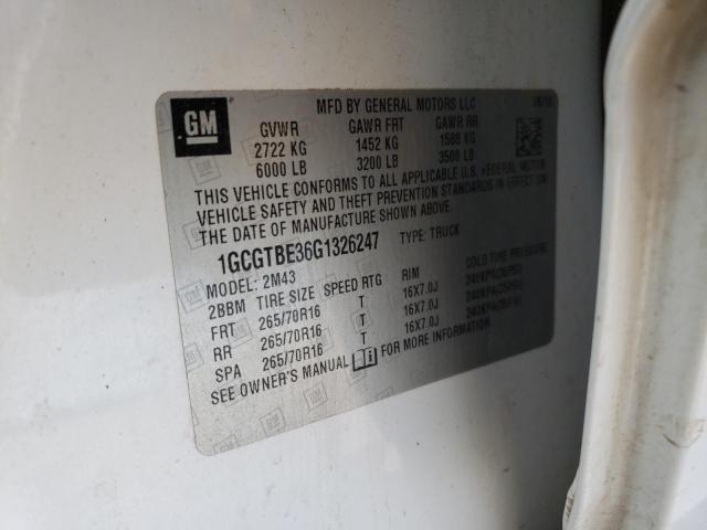 2016 CHEVROLET COLORADO 1GCGTBE36G1326247