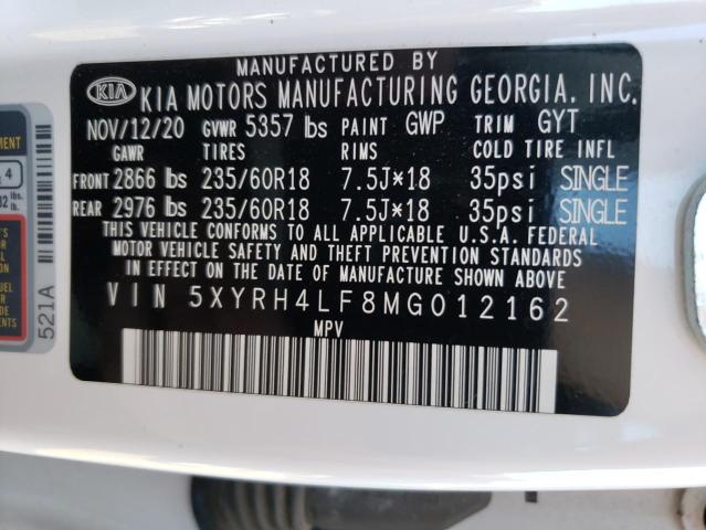 5XYRH4LF8MG012162 KIA SORENTO EX